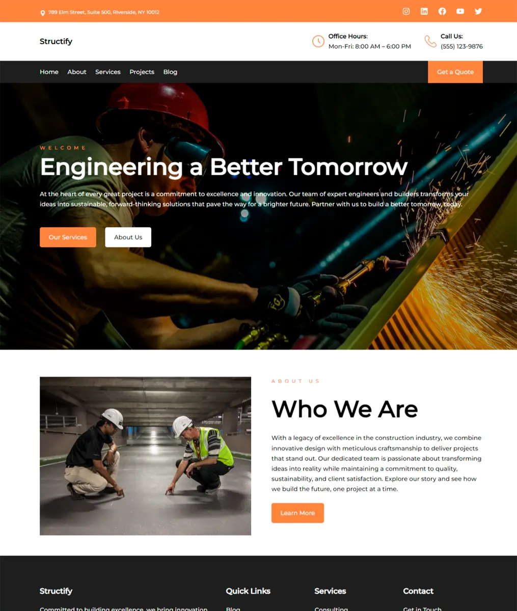 Structify Wordpress Theme - Theme Preview